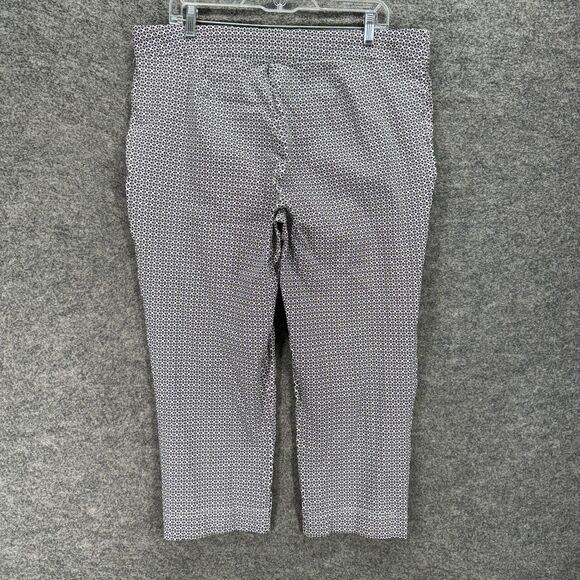 Cathy Daniels Cropped Pants Women XL Black Geometric High Rise Flat Front PullOn - Picture 2 of 7
